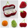 Fruit shape Gift Wrap Jewelry Boxes Cute Cherry orange Strawberry Flocking Ring Case Earring Ear Stud Cases Gifts Container Display Jewelry-Box T9I002609