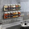 Kitchen Organizer Metal Hanging Spice Racks For Home Restaurant Wall-Mounted Seasoning Shelf Spice Jar Storage Rack Single Layer