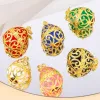 Juya Handmade 18K Real Gold Plated Copper Lucky Egg Oval Coloful Enamel Charms For DIY Women Bridal Evening Party Jewelry Making