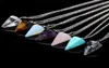 Natural Gemstone Pendant Halsband Crystal Healing Chakra Reiki Silver Stone Hexagonal Prise Cone Pendulum Charm Halsband1187839