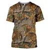 2022 Novo camuflagem de caça ao ar livre Men 3d Imprimir verão Tops militares cool Sport Camar Camp Gym Tees