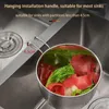 Hooks Kitchen Sink Silter Stainless Steel Drain Shelf med handtag Multifunktionell grönsak och fruktstammning Tvättkorgar