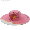 Chapeaux à bord large chapeau seau Nouveau été paille d'été Femme de plage de plage chapeaux de loisirs Journey extérieur accessoires de vacances UV Protection Big Brimmed Hat Y240409