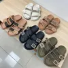 Luxurys Designers Sandals Top Quality for Men Fashion Strapフラットレザーキャンバスレターラバーフリップフロップボトムスビーチシューズローファー