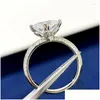 Klusterringar 2024 High-End Pure 925 Sterling Sier Dazzling Star Ring 18K Platinum For Women s smycken Tillbehör Drop Delivery Otjkc