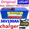 100% oryginalna bateria 36 V 10s4p 100Ah Pakiet akumulatorowy 1000W Bateria o wysokiej mocy 42 V 100000 mAh EBIKE ELECTRY BME BMS+42V2A Ładowarka