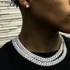 Chaîne de liaison cubaine de 14 mm pour hommes silverygolden Iced Out Rhingestone Collier Miami Choker pour femmes avec fermoir en boîte Hip Hop 240409