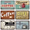 Vintage Coffee Metal Tin Signes Plaque décorative Retro Tea Time Metal Affiche Plaque pour la maison Bar Bar Cafe Indutrial Art Wall Decor