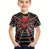 Red Spider 3D Printed Boys Kreatives T-Shirt Kurzarm runden Hals bequemes T-Shirt für Kinder im Sommer Outdoor Sport Tops