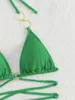Kadın Mayo Seksi Yüzükler String Bikini Thong Halter Yeşil Mayo Üçgen Arka Tatil Tatil Yüzme Şarjları Kadınlar Bölünmüş Plaj Banyosu