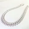 Luxus Hip -Hop -Kette 19mm Silber Halskette VVS Moissanit Baguette Moissanit Diamond Cuban Link Kette