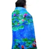 Blankets Red Floral Blanket Monet Water Lilies Fashion Fuzzy Round Bedspread Fleece For Po Shoot Soft