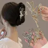 Rhinestone Elf Metal Hair Claw for Women Crab Clip Hairpin Crystal Pearl Hair Accessories Shiny Barrette Headband Jewelry Gifts