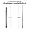 Sticks 2,9 m Super lange Kohlefaser unsichtbarer Selfie -Stick für Insta360 x3 /DJI Action 3 /GoPro 12 11 Kamera Selfie Stick