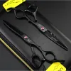 Professional Japan 440c 5.5 '' 6 '' Red Gem Zwart geknipt haarschaar snijden Kapper Haircut Dunning Shears Hairs Hairdressing Scissors