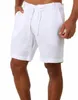Herren -Shorts Herren lässige Shorts Mode Pullover Shorts Familie Leinen Solid Color Shorts Herren Sommer Beach Atmungsfreie Leinen Shorts J240409