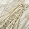 Abiti casual Fiori keyanketian jacquard cavo out decorazione da donna pizzo senza schienale su un vestito ad imbracatura magro vento caviglia midi gonna