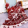 Blankets Christmas Snow Elk Knitted Blanket Holiday Living Room Decoration Sofa Bed Cover Red Bedroom End