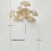 Dekorative Blumen Lüfterblatt Netting künstlicher Gold Ginkgo Eukalyptus Holly Plastik für Hochzeit Blumenarrangement Wohnkulturhandwerk