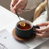 Tasses japonaises tasse de café Soucoupe en céramique tasse haute apparence de cratère de cratère à la maison petit déjeuner