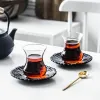 Pasabahce Türkiye Siyah Çay Kupası tabağı Setler Su Damlası Cafe Bohea Çay Far