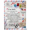 Blanket Toaddmos A Mi Nieta Nieto Air Mail Print Thin Fleece Loving Gift For Granddaughter Grandson Sofa Nap Soft Warm 230209 Drop Del Dhwzr