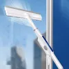 Vattensprayfönster Mesh Screen Brush Window Cleaner Magic Broom Wiper Telescopic Long Handle Mop Squeegee Wiper Cleaning Tool