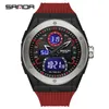 Wristwatches SANDA Fashion Sports Men Digital Watch Dual Time Pedometer Alarm Clock Waterproof Wristwatch Week Display Calendar Male