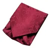 Hito Silk Red Burgundy Mens Ascot Tie Hanky ​​Mankietki Zestaw Jacquard Wheven Self Cravat dla męskich drużbów Wedding Business Event240409