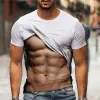 Summer Fake Muscle 3D Print T-shirts Streetwear roliga män Kvinnor överdimensionerade kort ärm T-shirt o-hals barn tees toppar kläder