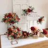 Artificial Flower Row Stół, kwiatowa piłka, rekwizyty ślubne, Welcome znak, narożne kwiaty, imprezowy pokaz