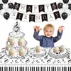 Parti Malzemeleri 3Tier Piyano Müzik Notu Müzik Kek Ekran Stand Doğum Günü Kek Dekorasyonu Bebek Duş Tatlı Raf