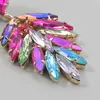 Dangle Küpeler Hysecmao Tasarımı Renkli Yaprak Kristal Zarif Kadınlar İçin Uzun Damla Moda Gelin Düğün Rhinestones Kadın Takı