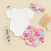 Kledingsets geboren Baby Girl Summer Outfits Tante S IE Korte mouw Romper Bloemen print Shorts Hoofdband 3 stks schattige kleding