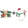 Broschen 2pcs/Los Legierung Weihnachten Girlande Glocken Emaille Snowman Weihnachtsbaum Pin Fashion Geschenk für Frauen Kinder