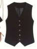 Damesvesten Vintage pak Waistcoat Fashion Simple Single Breasted elegant mouwloos vest Casual vaste kleur Slim-fit kleine jas