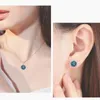 Boucles d'oreilles de collier Set Elegant Artificiel Crystal Round Stone Pendant et Boucle d'oreille pour les femmes Couleur argentée de la Fashion Fashion Party