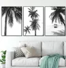 Pôster de paisagem tropical preto branco minimalista de parede de parede de praia pintura pintura de palmeira nórdica impressão artística decoração de casa5761833