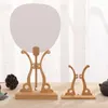 Decorative Figurines Chinese Hand Fan Stand Wood Sturdy Folding Round Display Base Holder Home Office Table Decoration 2 Colors