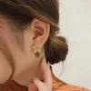 Boucles d'oreilles en peluche brune deux couleurs fleurines pour femmes 2024 bijoux de mode coréenne fête de mariage fille accessoires élégants