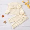 Vêtements de vêtements 2 pcs nés bébé vêtements de bébé garçons filles couleurs solides pantalon sweat-shirt à manches longues 6 12 24 mois