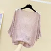 Women's Sweaters Summer V-neck Loose And Light Mature Blouse Bat Sleeve Thin Foreign Air Hollow Knitted Bottom Coat Fashion