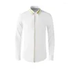 Camisas casuais masculinas mais vendedores: camisa esbelta com bordado em relevo China-chic algodão têxtil característica de desgaste confortável