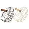Storage Bottles 2 Pcs Shopping Basket Wooden Handle Home Decor Wire Convenient Egg Iron Eggs Baskets Tabletop