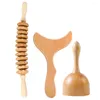 Dekorativa blommor Massage Stick Back Head Massager Body Tool Wood Sculpting Tools Roller Manual Neck Full