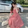 Casual Dresses Women Plaid Dress 2024 Summer Fashion Fan A-Line Short Sleeve Sexy Off Shoulder Party Vestidos Lady Clothing