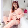 Vêtements maison hiver manches longues femmes pyjamas ensemble dessin animé corail de pomme corail