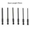 6Pcs Magnetic Screwdriver Bits Set 50/75/100mm Long Shank Screw Driver Cross Head 1/4inch Electric Drill Bit