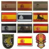 Spanje vlag geborduurde patches tactische militaire patch schedel Emblem Appliques Reflecterende Spaanse vlaggen Rubber borduurbadges