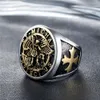 Vintage 14K Gold Angel Michael Ring For Men Boy Punk Christian Knight Saint Michael Protect Us Ring Jewelry Gift